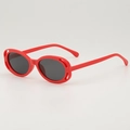 Vintage rode ovale zonnebril voor kinderen met uitgesneden montuur en UV-glazen - Rood