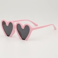 Kids heart shaped sunglasses in light pink frame with dark grey protective lenses - Pink Frame Grey Lens