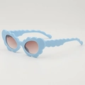 Cute light blue wave-shaped kids sunglasses with trendy flower frame for girls and boys - Blue Frame Double Tea Lenses