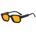 Retro-Sonnenbrille mit dickem schwarzem quadratischem Rahmen und bernsteinfarbenen Gläsern - Glänzend Schwarzer Rahmen Orangefarbene Gläser