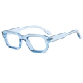 Schicke eckige Sonnenbrille für Damen in transparentem Hellblau für die Sommermode - Transparenter Blauer Rahmen Klare Linse (Anti-Blaulicht)