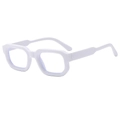 Retro thick white square frame sunglasses for women with blue light blocking lenses - Solid White Frame Clear Lenses (Anti-Blue Light)