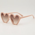 Pink heart-shaped children's sunglasses with gradient brown lenses and plastic frame - Pink Frame Tea Lens