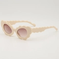 Kids cute square sunglasses with cream wavy frame and brown gradient lenses - Beige Frame Double Tea Lens