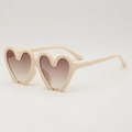 Kids heart shaped sunglasses in cream beige frame with gradient brown lenses - Beige Frame Tea Gradient Lens