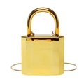 Mini goldene Abendtasche in Schlossform mit glänzender Oberfläche und Kette - Gold