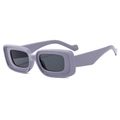 Fashionable rectangle sunglasses with lavender frame and dark grey lenses for a retro look - B04Y-3 / Grey Purple Frame Grey Lens