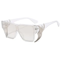Lunettes de soleil Y2K transparentes avec décor de flammes argentées et verres gris - Monture Transparente Lentille Argent Dégradé