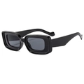 Fashionable rectangle sunglasses with bold black double-layered frame and grey lenses - B04Y-3 / Glossy Black Frame Grey Lens