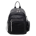 Black pebbled faux leather backpack with silver hardware and mini coin purse detail - Black
