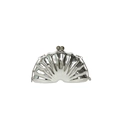 Detailed macro view of silver metallic shell bag with textured surface and chain strap - Silver - Basic Chain Style (Type 1)