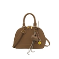 Sac à main bandoulière vintage en cuir mat kaki avec pendentif cœur et détails dorés - Sans Pendentif / Marron