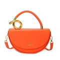 Borsa a tracolla arancione a mezzaluna con manico dorato e scritte fashion in pelle - Arancione