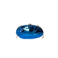 Modern sea blue mirrored shell clutch with golden sphere clasp and fine chain strap - Blue