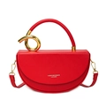 Elegante borsa a sella rossa con anello in metallo dorato e tracolla rimovibile - Rosso