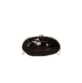 Glossy black shell-shaped evening bag with gold chain strap and spherical clasp - Gunmetal