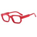 Stylische, hellrote rechteckige Sonnenbrille mit dickem Rahmen und Retro-Minimalismus - Roter Rahmen Klare Gläser (Anti-Blaulicht)