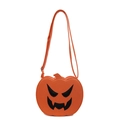 Quirky orange pumpkin-shaped crossbody bag with a black face design for Halloween - Orange