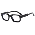 Glossy black bold frame sunglasses with retro hexagonal design and blue light lenses - Glossy Black Frame Clear Lens (Anti-Blue Light)