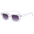 Minimalist square sunglasses with transparent frames and purple gradient lenses - Transparent Frame Double Grey Lens