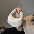Sac à main blanc matelassé en nylon imperméable avec fermeture éclair argentée chic - Blanc
