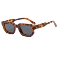 Retro square sunglasses in tortoise brown finish with dark grey lenses for women - Tortoise Frame Black Grey Lens