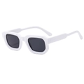 Retro square white frame sunglasses with dark polarized lenses in a minimalist style - Solid White Frame Black Grey Lens