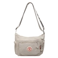 Borsa a tracolla minimalista in nylon bianco crema con scomparti multipli a cerniera - Bianco e Viola
