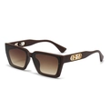 Lunettes de soleil cat-eye vintage avec monture marron et branches dorées fleuries - C2 Monture Café Foncé Mat Verre Dégradé Thé