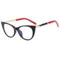 Montatura per occhiali cat eye tricolore nero, oro e rosso con lenti anti-luce blu - Bicolore Nero e Rosso