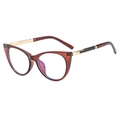 Chic cat eye glasses with amber translucent frames and golden metallic temples - Tea Frame