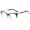 Vintage cat-eye glasses with brown tortoiseshell gradient frames and gold metal temples - Gradient Tea Frame