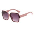 Occhiali da sole squadrati oversize alla moda con montatura rosa opaca e lenti sfumate viola - Montatura Rosa Opaca Lenti Sfumate Viola (C4)