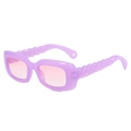 Trendy purple square sunglasses with chunky spiral twist temples and pink lenses - C6 Jelly Purple