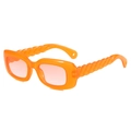 Chic orange square sunglasses with twist-designed temples and gradient lenses - C7 Jelly Orange