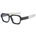 Occhiali da donna quadrati bicolore nero e grigio con lenti trasparenti stile vintage - Montatura Nera Aste Verdi Anti Luce Blu