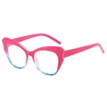 Monture de lunettes œil-de-chat moderne avec dégradé de couleurs rose et bleu - Dégradé Rose Bleu Floral (C2)