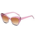 Pink cat-eye sunglasses with gradient brown lenses and transparent resin frames - Purple to Tortoise Frame with Tea Gradient Lens (C6)