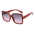 Classic red square frame sunglasses with quilted texture temples and purple gradient lenses - One Size / Red Frame Purple Gradient Lens (C6)