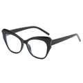 Monture de lunettes œil-de-chat noire chic avec verres anti-lumière bleue tendance - Noir Brillant (C1)