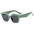 Retro cat eye sunglasses with avocado green wavy frame and dark grey lenses for women - Green Frame Grey Lens