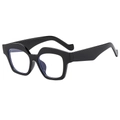 Retro black cat-eye sunglasses with thick irregular frames and wide temples for women - Glossy Black Frame