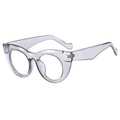Occhiali da sole cat-eye in grigio trasparente con montatura spessa e lenti anti-luce blu - B04 Y-2 / Montatura grigia trasparente