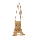 Borsa a tracolla per cellulare intrecciata a mano stile boho con nappe per vacanze estive - Cachi