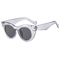 Cat eye sunglasses with transparent gray resin frames and dark gray lenses - B04 Y-2 / Transparent Grey Frame Black Grey Lens