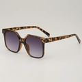 Classic leopard pattern sunglasses with stylish square frame and gradient purple lenses - Tortoise with Double Grey Lenses