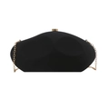 Elegant black matte geometric hard shell clutch with gold chain strap for formal evening events - Black