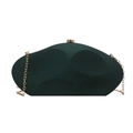 Irregular dark green acrylic stone evening clutch bag with golden metal chain - Green