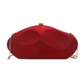 Cloud-shaped red evening clutch bag with gold chain and matte wavy texture - Red