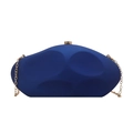 Navy blue irregular acrylic clutch bag with matte texture and gold chain strap - Blue